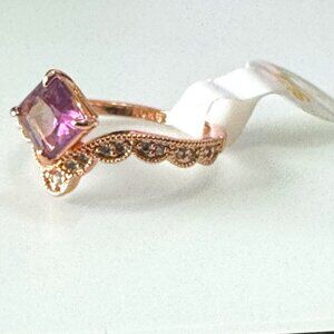 Amethyst and Rose plated ring size 7